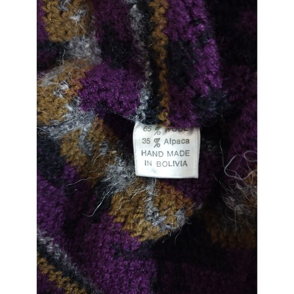 Vintage Columbia Adult Unisex Wool Alpaca Blend Winter Beanie Purple Blk Copper - Picture 10 of 11